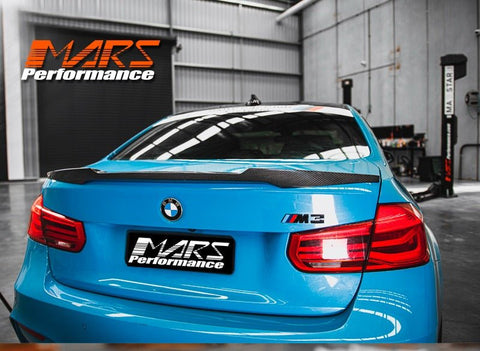 M4 Style Carbon Fibre Rear trunk boot lip Spoiler Bodykit for BMW 3 Series F30 & M3 F80 Sedan - Mars Performance