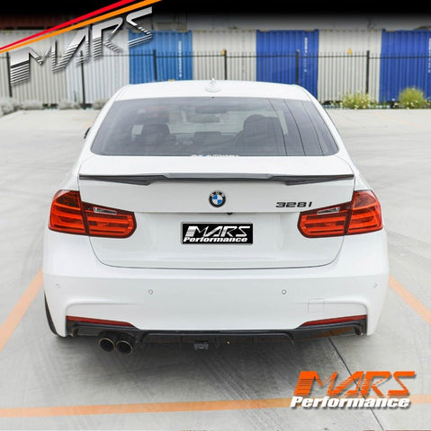 M4 Style Carbon Fibre Rear trunk boot lip Spoiler Bodykit for BMW 3 Series F30 & M3 F80 Sedan - Mars Performance