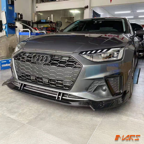 MARS Gloss Black Front Bumper Bar Lip Spoiler Bodykit for AUDI B9 S4 & A4 S - line Sedan Avant 2020 - 2024 - Mars Performance