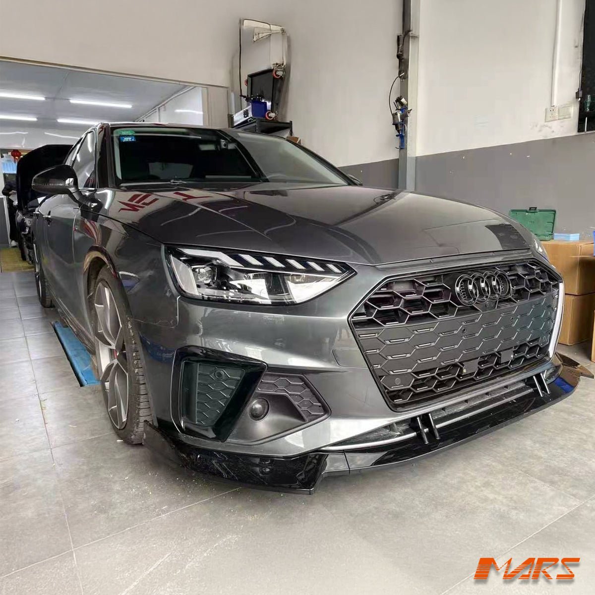 MARS Gloss Black Front Bumper Bar Lip Spoiler Bodykit for AUDI B9 S4 & A4 S - line Sedan Avant 2020 - 2024 - Mars Performance