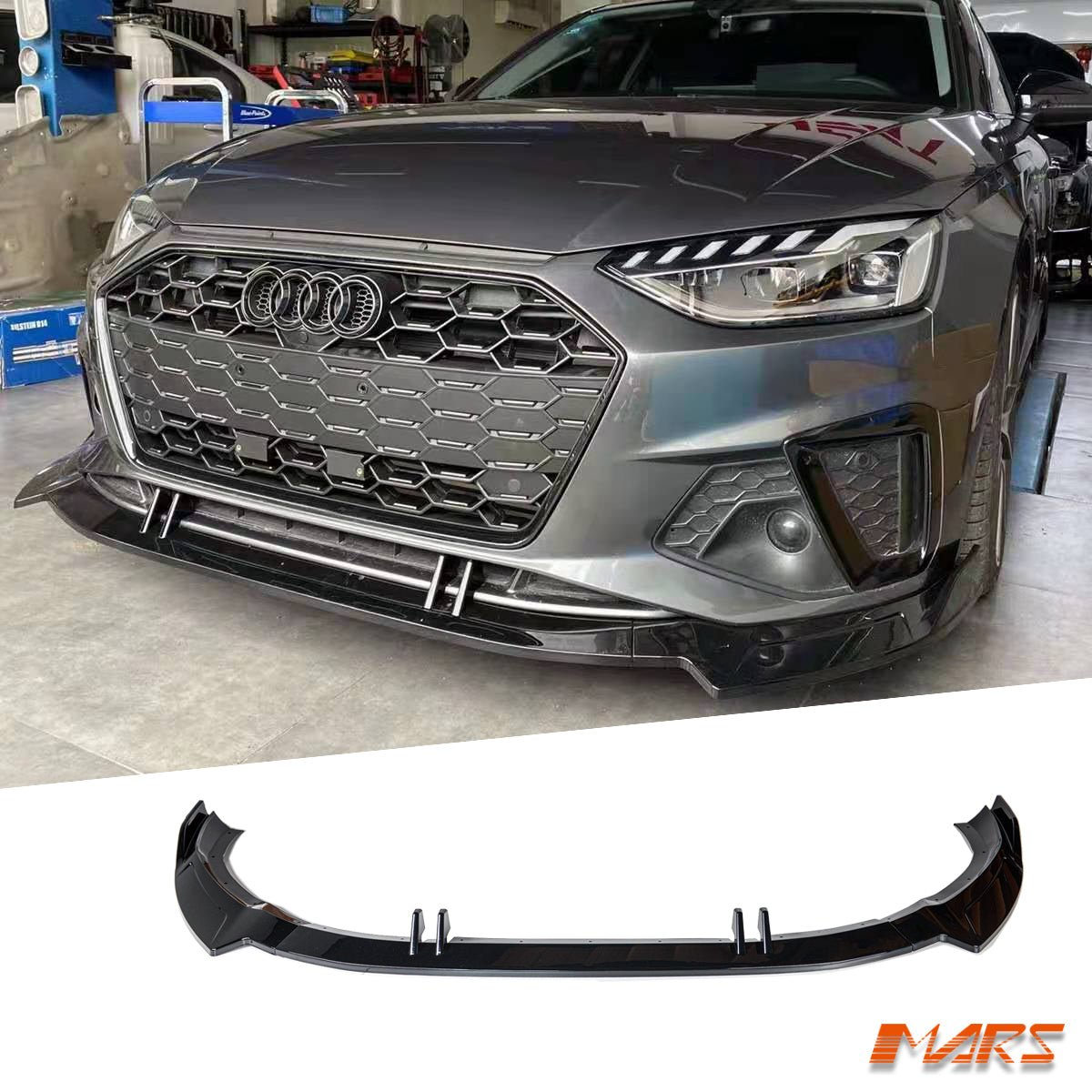 MARS Gloss Black Front Bumper Bar Lip Spoiler Bodykit for AUDI B9 S4 & A4 S - line Sedan Avant 2020 - 2024 - Mars Performance