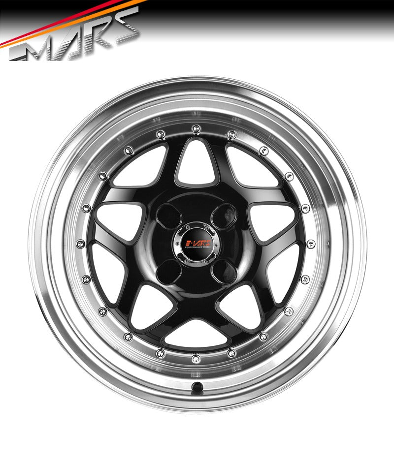 MARS JDM MP - 30 16x9 Inch Gloss Black with Polished Deep Dish Alloy Wheels Rims - Mars Performance