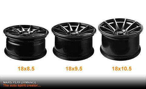 MARS MP - MS Hyper Black Concave 4x 18 Inch Stag Alloy Wheels Rims 5x100 5x114.3 - Mars Performance