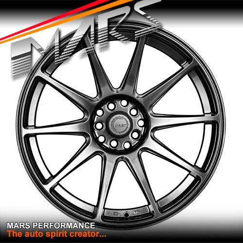 MARS MP - MS Hyper Black Concave 4x 18 Inch Stag Alloy Wheels Rims 5x100 5x114.3 - Mars Performance