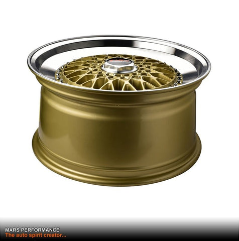 MARS MP - RS 18 inch Gold Mesh Face with Polished lip Alloy Wheels Rims - Mars Performance