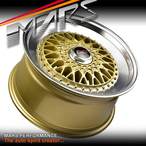 MARS MP - RS 18 inch Gold Mesh Face with Polished lip Alloy Wheels Rims - Mars Performance