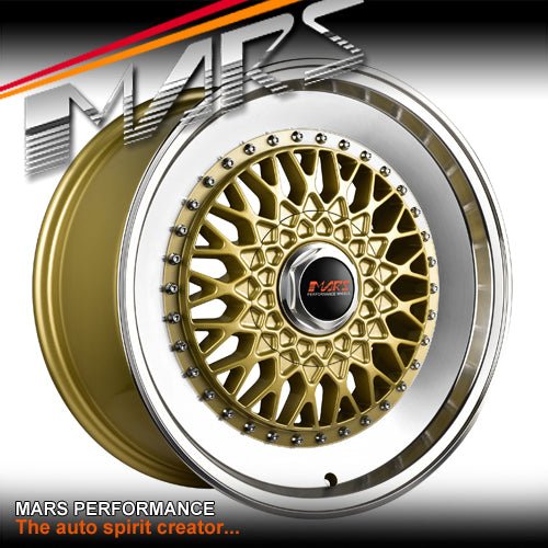 MARS MP - RS 18 inch Gold Mesh Face with Polished lip Alloy Wheels Rims - Mars Performance