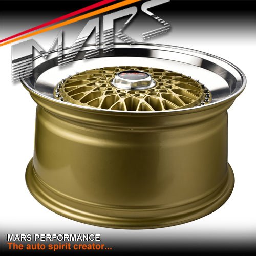 MARS MP - RS 18 inch Gold Mesh Face with Polished lip Alloy Wheels Rims - Mars Performance