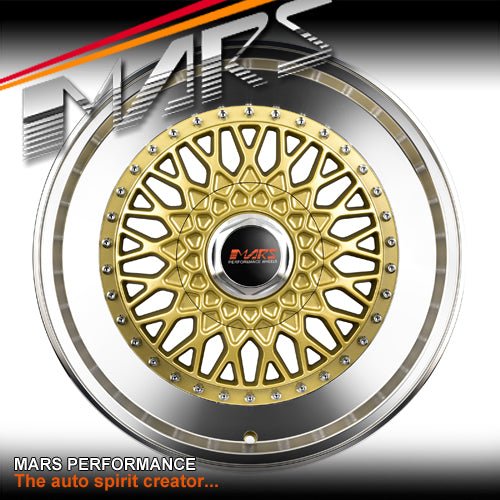 MARS MP - RS 18 inch Gold Mesh Face with Polished lip Alloy Wheels Rims - Mars Performance