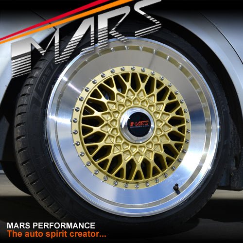 MARS MP - RS 18 inch Gold Mesh Face with Polished lip Alloy Wheels Rims - Mars Performance