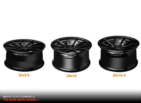 MARS MP - T2 Gloss Black 4x 20 Inch Deep Concave Stag Alloy Wheels Rims - Mars Performance