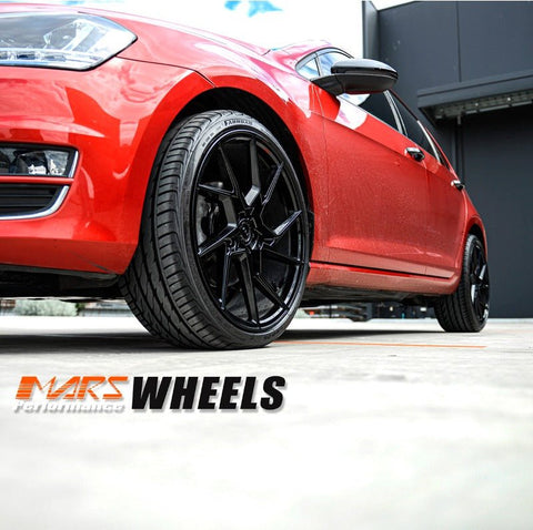 MARS MP - T4 Gloss Black 19 Inch Twist Spork Concave Alloy Wheels Rims 5x120 - Mars Performance