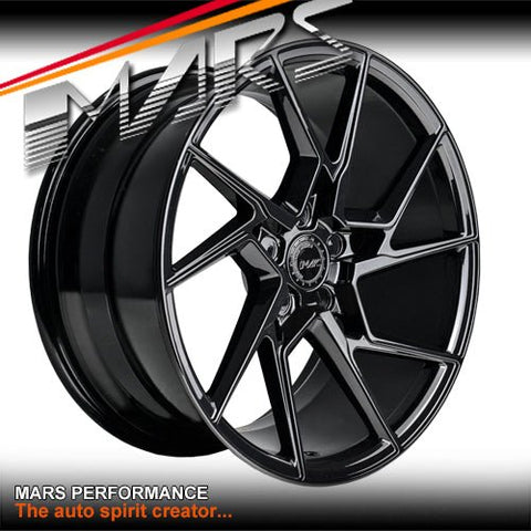 MARS MP - T4 Gloss Black 19 Inch Twist Spork Concave Alloy Wheels Rims 5x120 - Mars Performance
