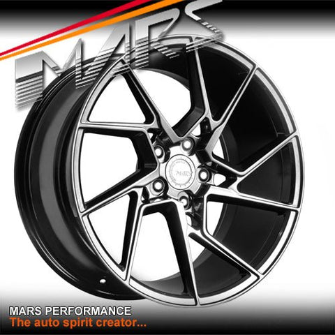 MARS MP - T4 Hyper Black 19 Inch Twist Spork Concave Alloy Wheels Rims - Mars Performance