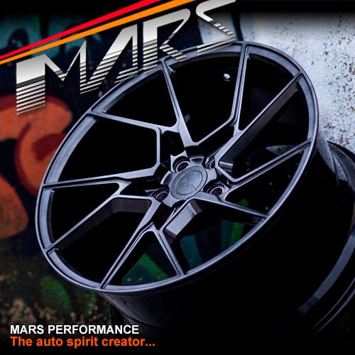 MARS MP - T4 Hyper Black 19 Inch Twist Spork Concave Alloy Wheels Rims - Mars Performance