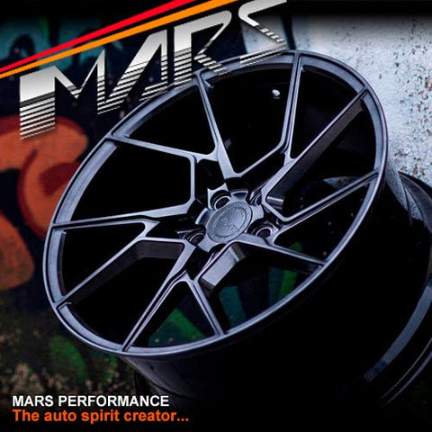 MARS MP - T4 Hyper Black 19 Inch Twist Spork Concave Alloy Wheels Rims - Mars Performance