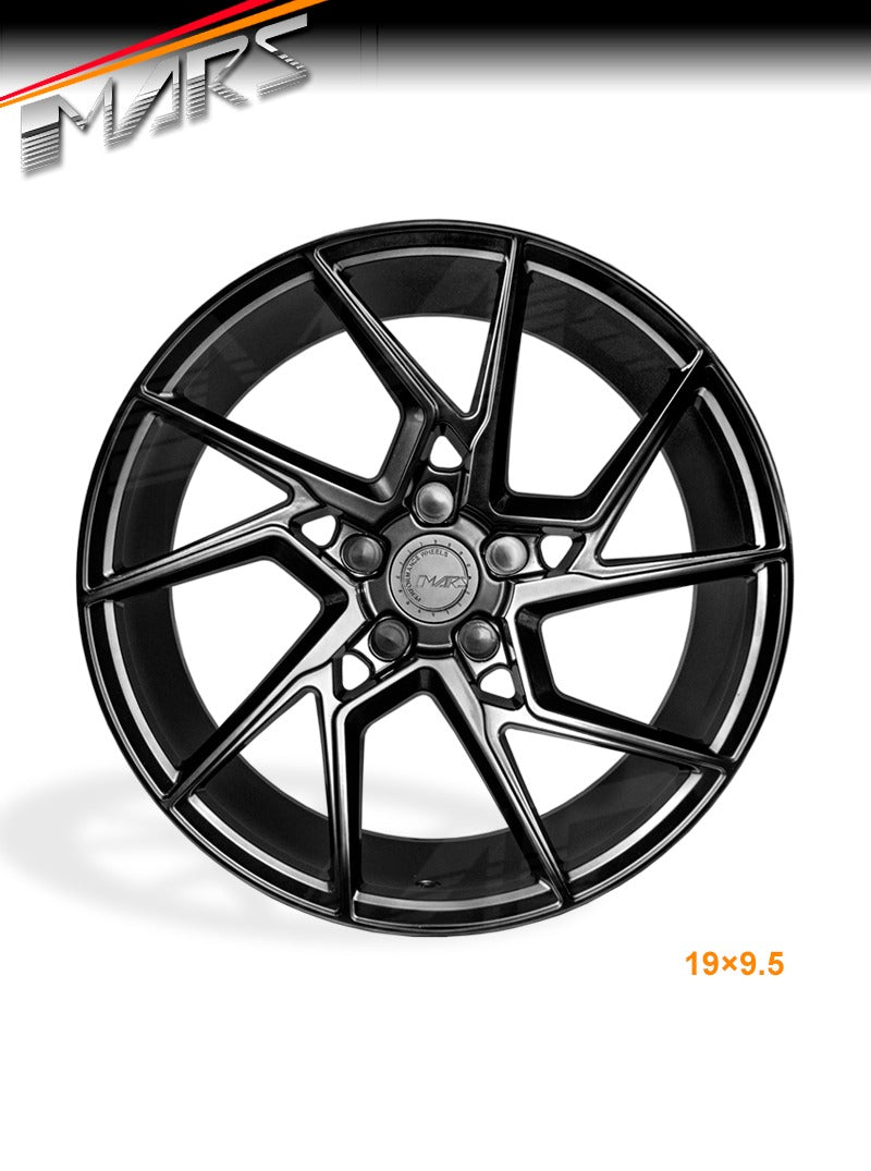 MARS MP - T4 Hyper Black 19 Inch Twist Spork Concave Alloy Wheels Rims 5x112 - Mars Performance