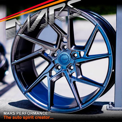 MARS MP - T4 Hyper Black 19 Inch Twist Spork Concave Alloy Wheels Rims 5x114.3 - Mars Performance
