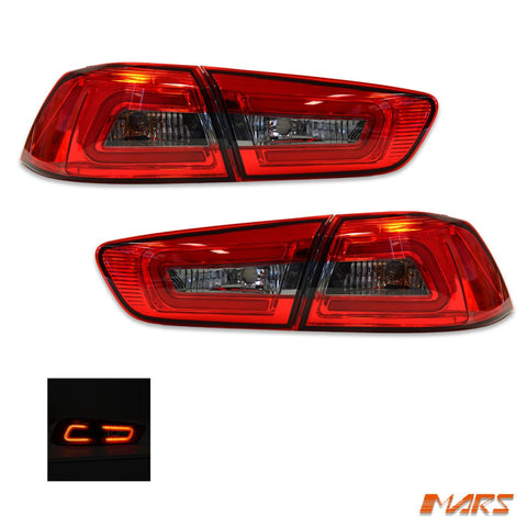 MARS Performance Smoked Red 3D LED Tail lights for Mitsubishi Lancer CJ CF & EVO X Sedan 2007 - 2019 - Mars Performance