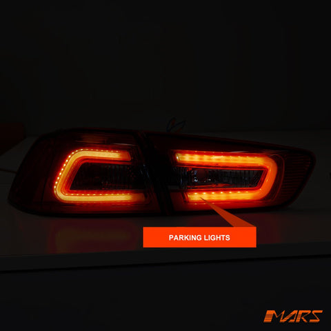 MARS Performance Smoked Red 3D LED Tail lights for Mitsubishi Lancer CJ CF & EVO X Sedan 2007 - 2019 - Mars Performance