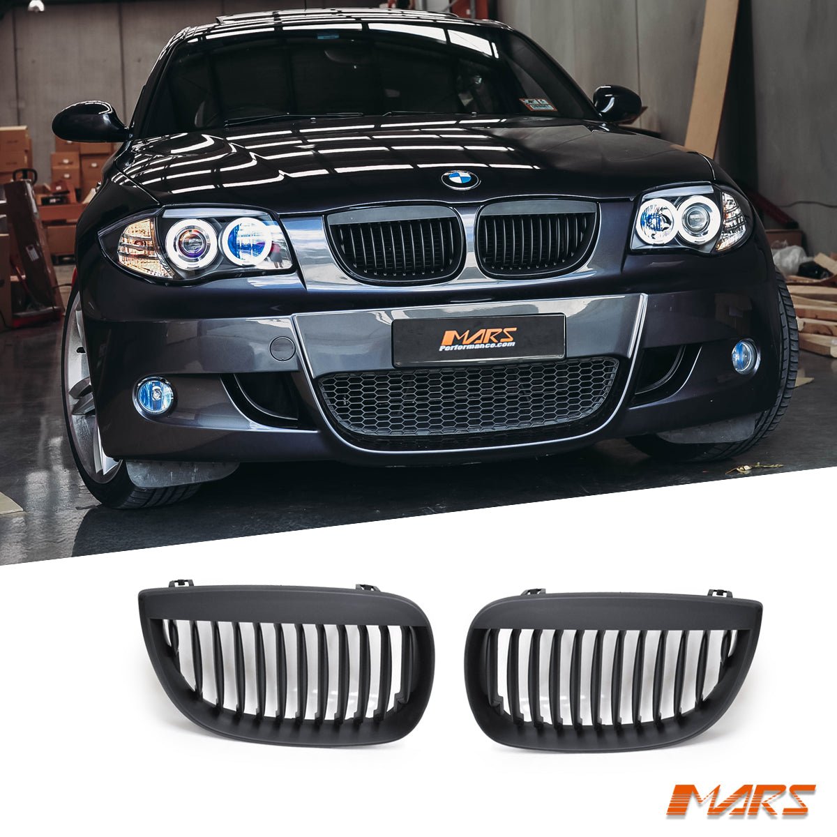 Matt Black M6 Style Front Kidney Grille Bodykit for BMW 1 - Series E87 E81 Pre LCI Hatch 2004 - 2010 - Mars Performance