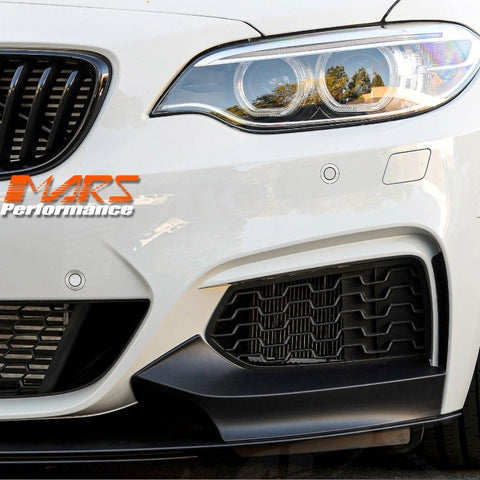 Matt Black Performance Front bumper Bar Splitters & Lip Spoiler Bodykit for BMW F22 F23 2 - Series M Sport 2014 - 2021 - Mars Performance
