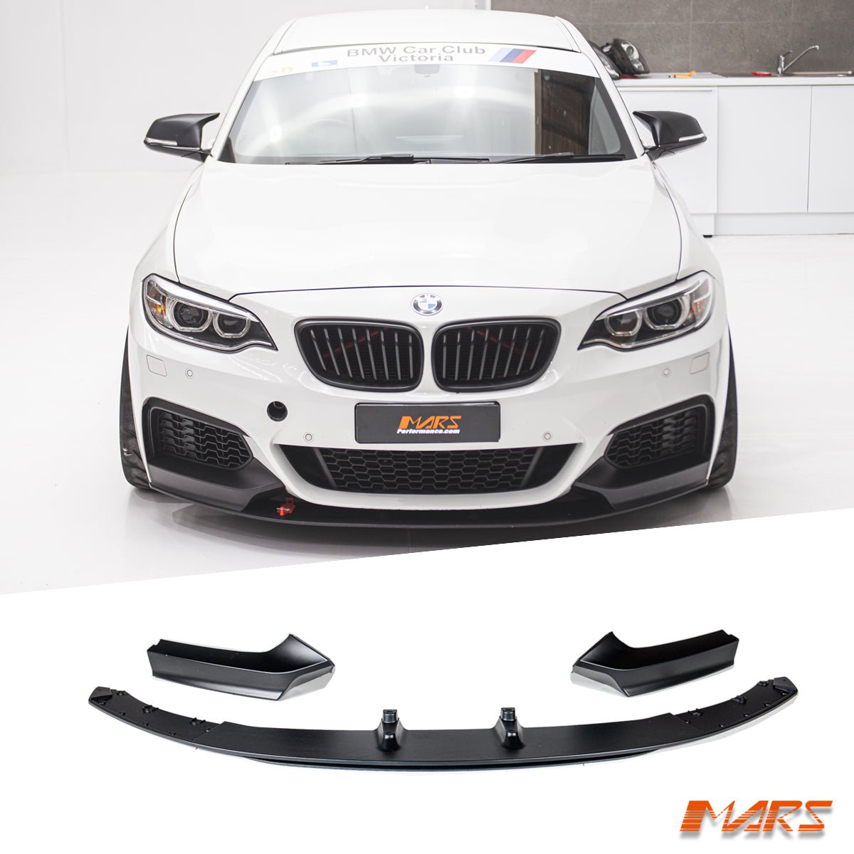 Matt Black Performance Front bumper Bar Splitters & Lip Spoiler Bodykit for BMW F22 F23 2 - Series M Sport 2014 - 2021 - Mars Performance
