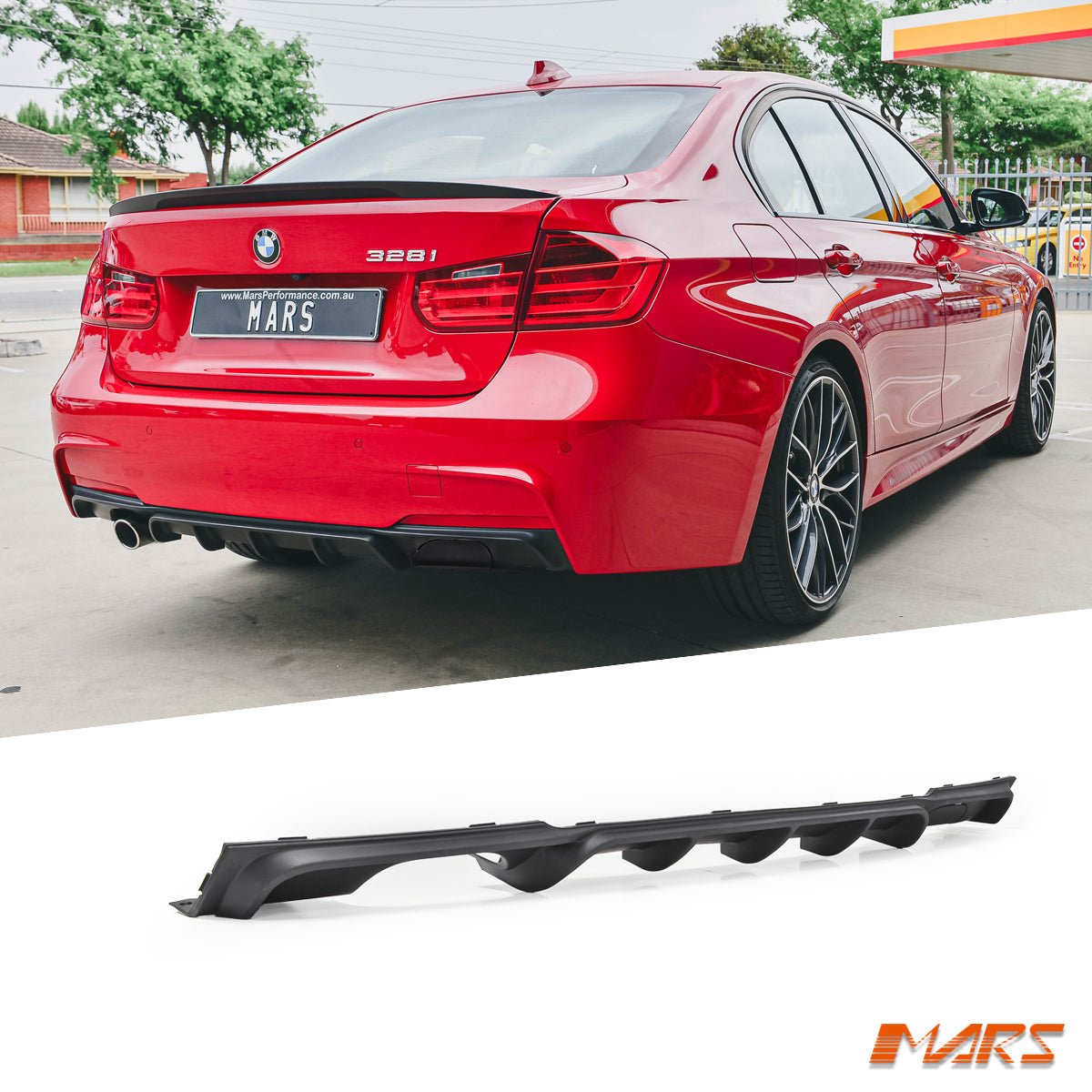 Matt Black Performance Rear bumper bar Single Exhaust outlet Diffuser Bodykit for BMW 3 - Series F30 F31 M Tech M Sports 2012 - 2018 - Mars Performance