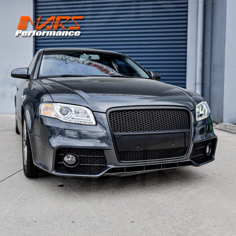 Matt Black RS Honeycomb Front Bumper bar Grille Grill Bodykit without sensor holes for AUDI A4 B7 2005 - 2008 - Mars Performance