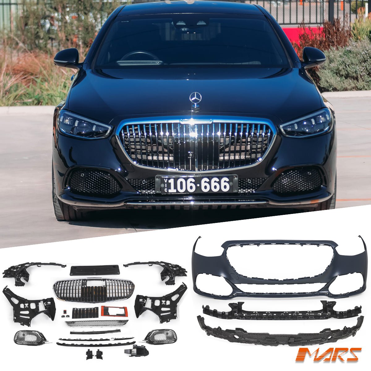 Maybach Style Front Bumper Bar & Grill Bodykit for Mercedes - Benz W223 S - Class 2021 - 2024 - Mars Performance