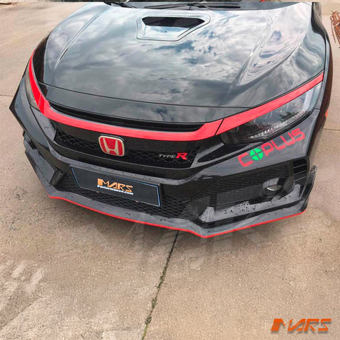 Metal Type - R Style Bonnet Hood with Air Vent Bodykit for Honda Civic X Sedan & Hatch 2016 - 2021 - Mars Performance