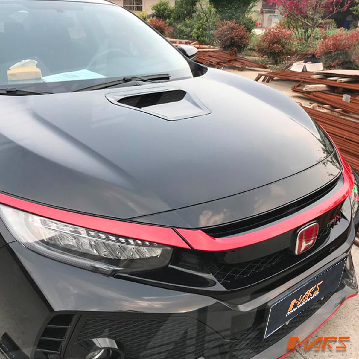 Metal Type - R Style Bonnet Hood with Air Vent Bodykit for Honda Civic X Sedan & Hatch 2016 - 2021 - Mars Performance