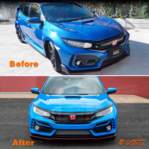 MK2 Style Fog Light Covers for Geninue Honda Civic X TYPE - R FK 2016 - 2022 Front Bumper Bar Bodykit - Mars Performance
