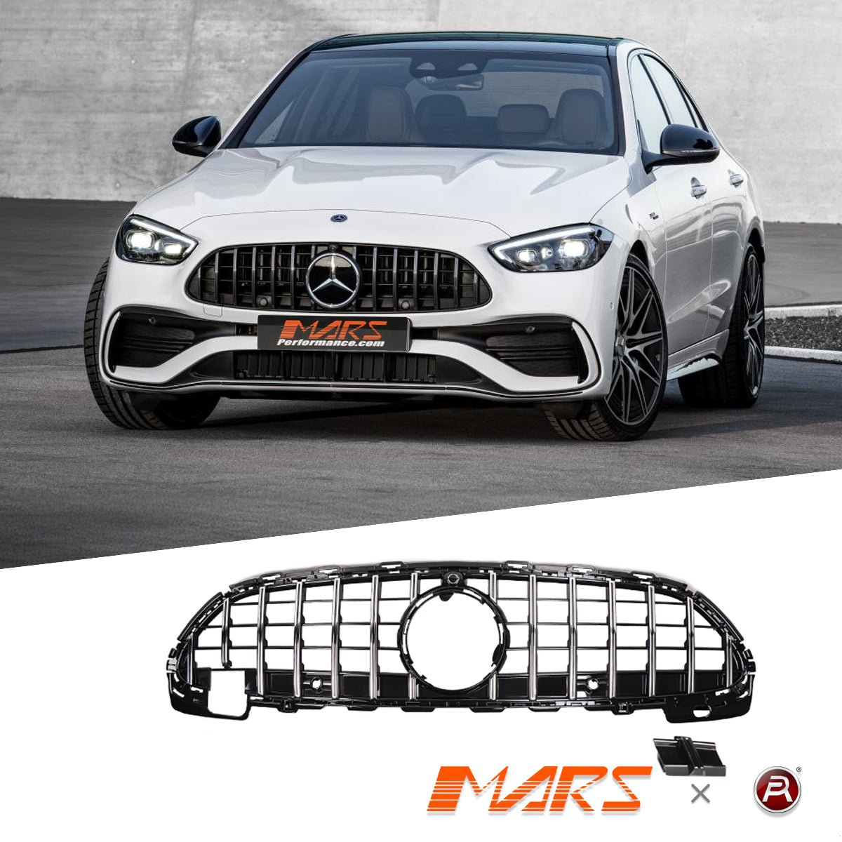 Panamericana C63 Style Front Grille Grill Bodykit for Mercedes - Benz C - Class W206 with Sport Bumper Bar & C43 AMG 2022 - 24 - Mars Performance