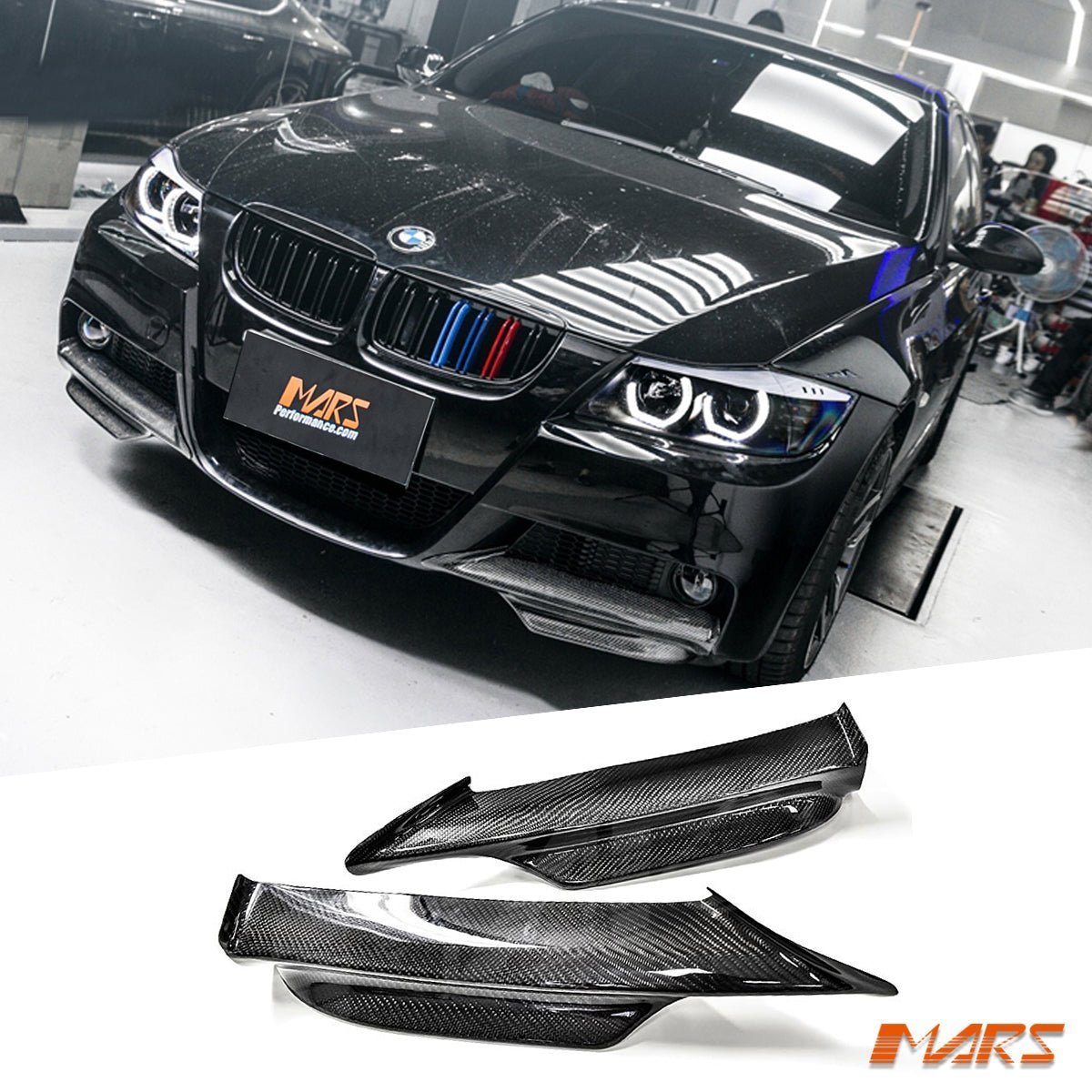 Performance Carbon Fibre Front Bumper Splitter Lips Spoiler Bodykit for BMW 3 - Series E90 E91 M Tech Sport 2005 - 2008 - Mars Performance