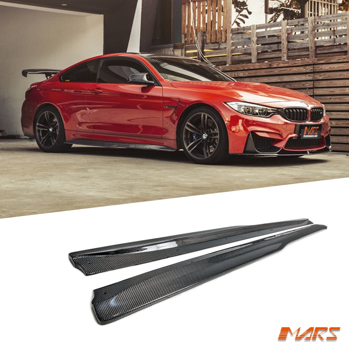 PSM Style Carbon Fibre Lower Side Skirts lip Spoiler Bodykit for BMW M4 F82 Coupe & F83 Convertible 2014 - 2020 - Mars Performance