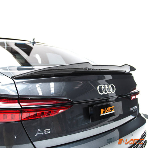 PSM Style Carbon Fibre Rear trunk boot lip Spoiler Wing Bodykit for AUDI A6 S6 C8 Sedan 2019 - 2024 - Mars Performance