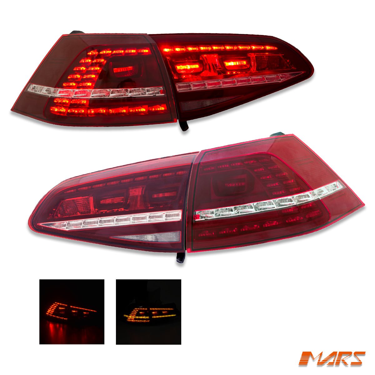 R Style Tail lights with optional Sequential indicators for Volkswagen VW Golf VII MK - 7 2012 - 2017 - RHD type - Mars Performance
