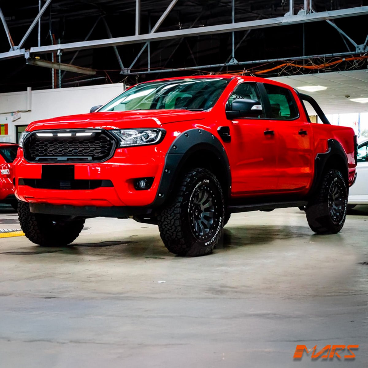 Raptor Mesh Style Gloss Black Front Bumper Bar Mesh Grille Grill Bodykit & LED DRL Lights for Ford Ranger PX MK3 - Mars Performance