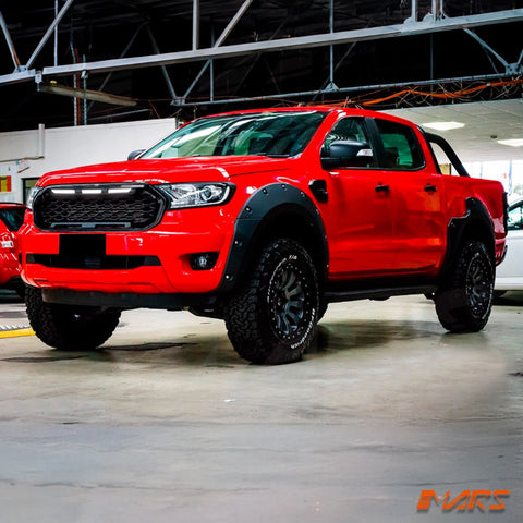 Raptor Mesh Style Gloss Black Front Bumper Bar Mesh Grille Grill Bodykit & LED DRL Lights for Ford Ranger PX MK3 - Mars Performance