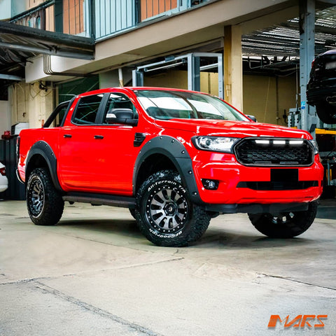 Raptor Mesh Style Gloss Black Front Bumper Bar Mesh Grille Grill Bodykit & LED DRL Lights for Ford Ranger PX MK3 - Mars Performance