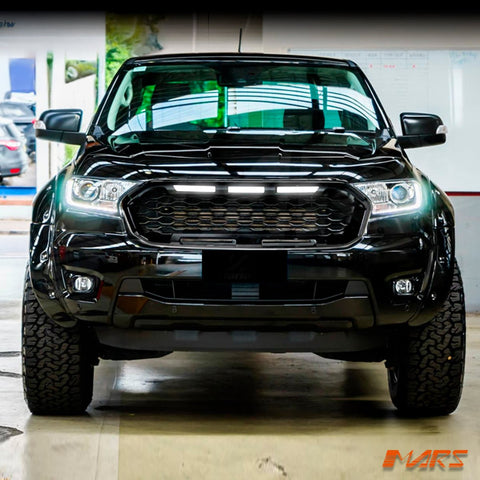 Raptor Mesh Style Gloss Black Front Bumper Bar Mesh Grille Grill Bodykit & LED DRL Lights for Ford Ranger PX MK3 - Mars Performance
