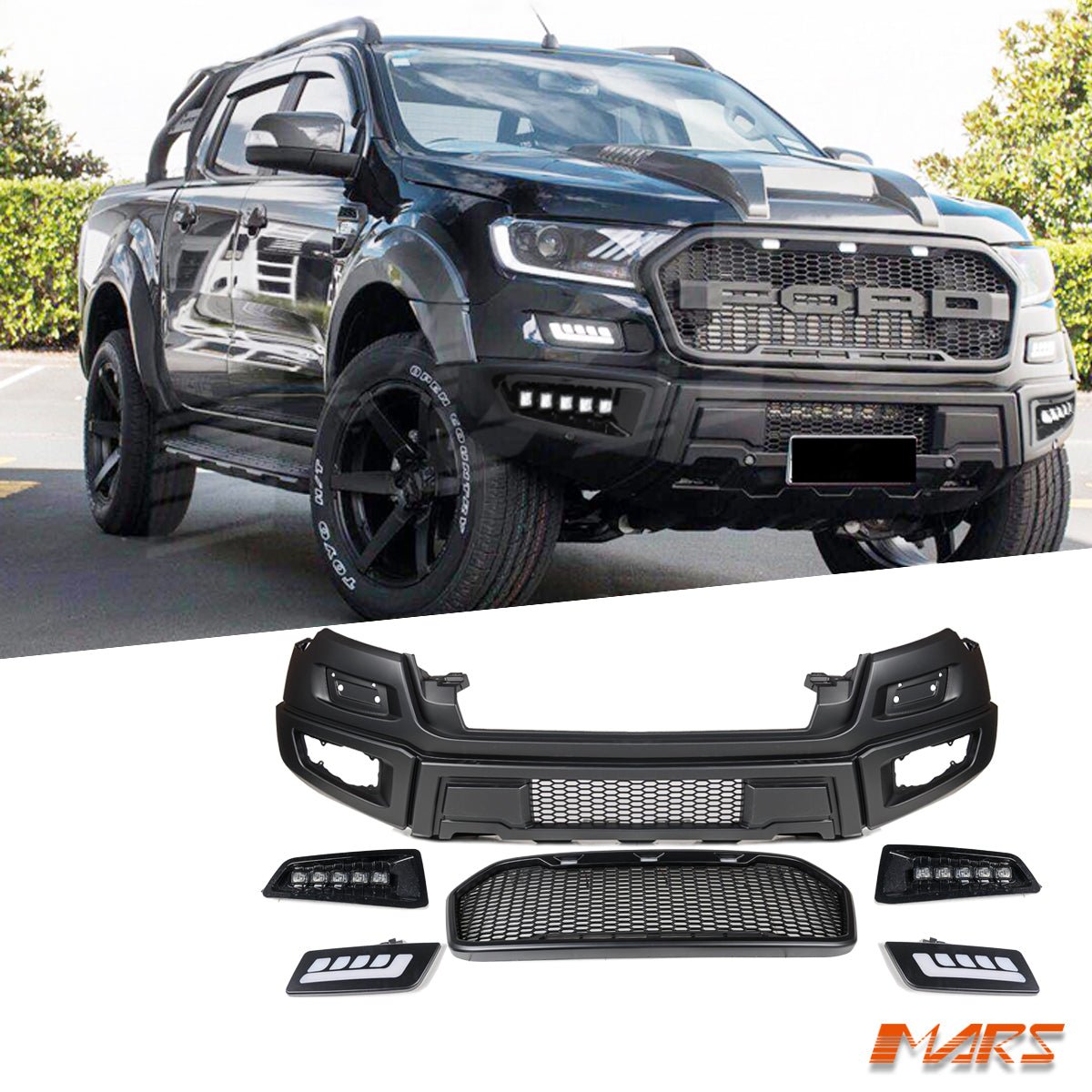 Raptor Style Front Bumper Bar Bodykit with Grille for Ford Ranger PX MK2 MK3 2015 - 2021 - Mars Performance