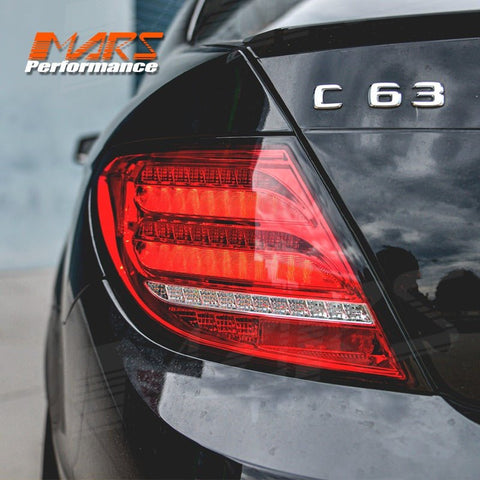 Red Clear Full LED Tail Lights with Sequential Indicators for Mercedes - Benz C - Class W204 & C63 AMG 2007 - 2011 - Mars Performance