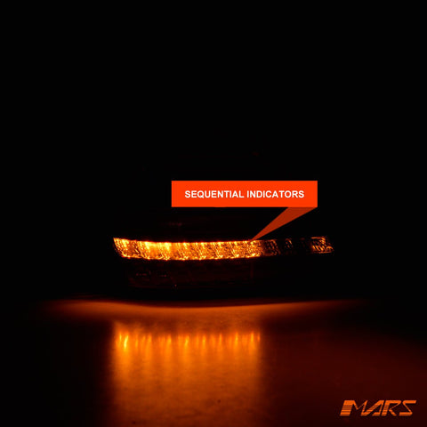 Red Clear LED 3D Stripe Bar Tail Lights with Sequential Indicators for Mercedes - Benz C - Class W203 Sedan 2000 - 2004 - Mars Performance