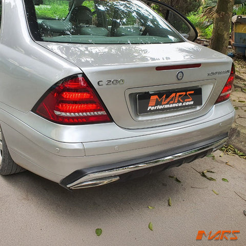 Red Clear LED 3D Stripe Bar Tail Lights with Sequential Indicators for Mercedes - Benz C - Class W203 Sedan 2000 - 2004 - Mars Performance