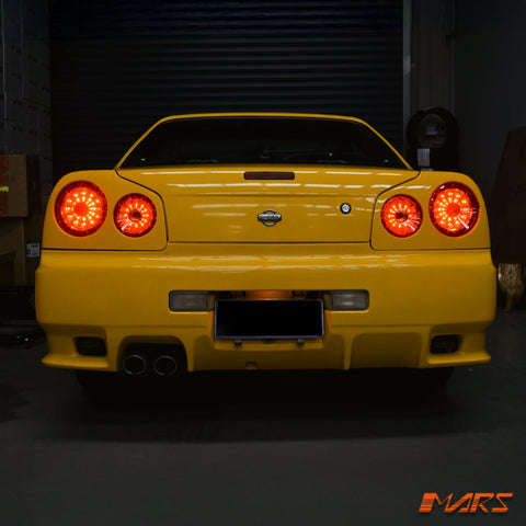Red Clear LED Tail Lights for Nissan R34 Skyline Coupe GTS - T GT - R GT - T RB25DET - Mars Performance