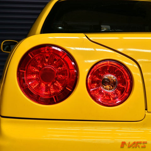 Red Clear LED Tail Lights for Nissan R34 Skyline Coupe GTS - T GT - R GT - T RB25DET - Mars Performance