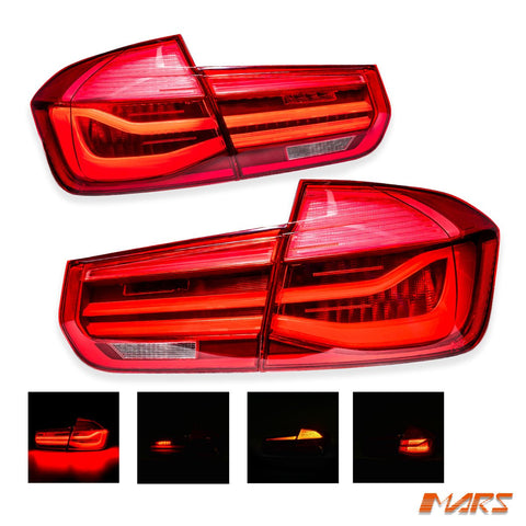 Red LCI Style Full LED Tail Lights for BMW 3 Series F30 Sedan & F80 M3 2012 - 2018 - Mars Performance