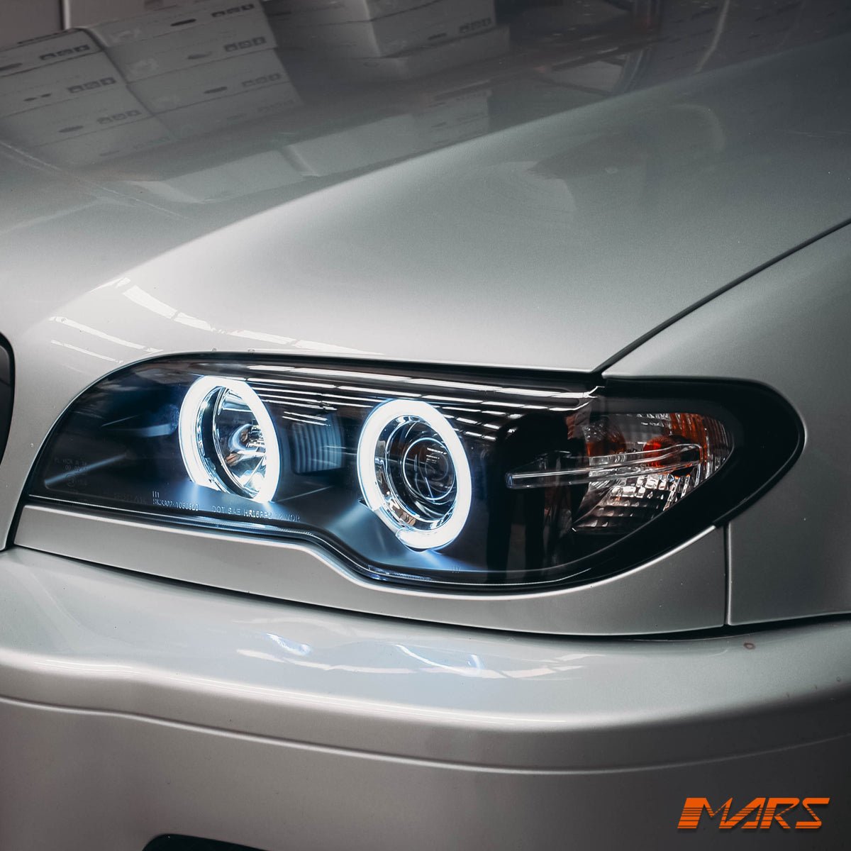 (Replace Stock HID Xenon model) CCFL Angel - Eyes Projector Head Lights for BMW 3 - Series E46 LCI Coupe & Convertible 2003 - 2005 - Mars Performance